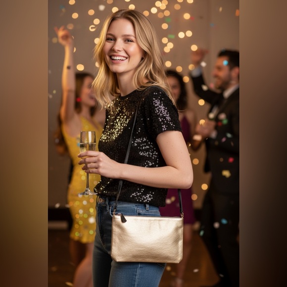 Betsey Johnson Champagne Gold Crossbody Bag - Picture 2 of 3